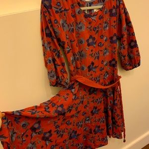 Anthropology flowery winter dress